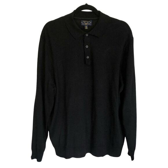 Club Room Men's Size XL Black Merino Wool Blend Lightweight Long Sleeve Sweater - Picture 1 of 5